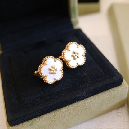 [Everoly JW]LUCKY PINK GOLD WHITE MOP EARRINGS