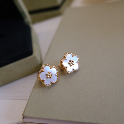 [Everoly JW]LUCKY PINK GOLD WHITE MOP EARRINGS