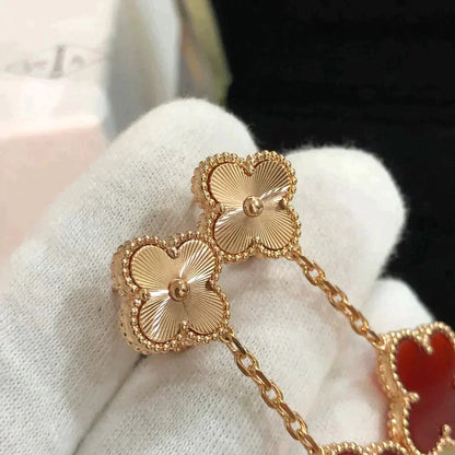 [Everoly JW]CLOVER 2 MOTIF  LASER CARNELIAN EARRINGS