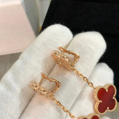 [Everoly JW]CLOVER 2 MOTIF  LASER CARNELIAN EARRINGS