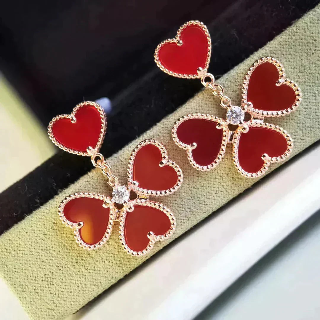 [Everoly JW]SWEET CLOVER CARNELIAN EARRINGS