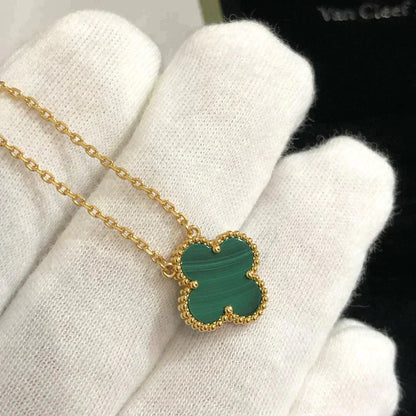 [Everoly JW]CLOVER 15MM MALACHITE SINGLE FLOWER  NECKLACE
