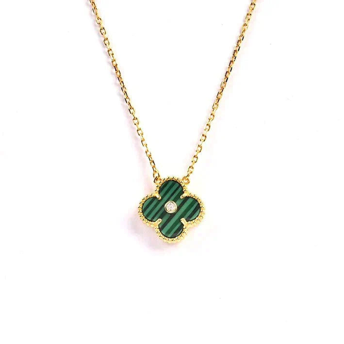 [Everoly JW]CLOVER 15MM DIAMOND TURQUOISE NECKLACE