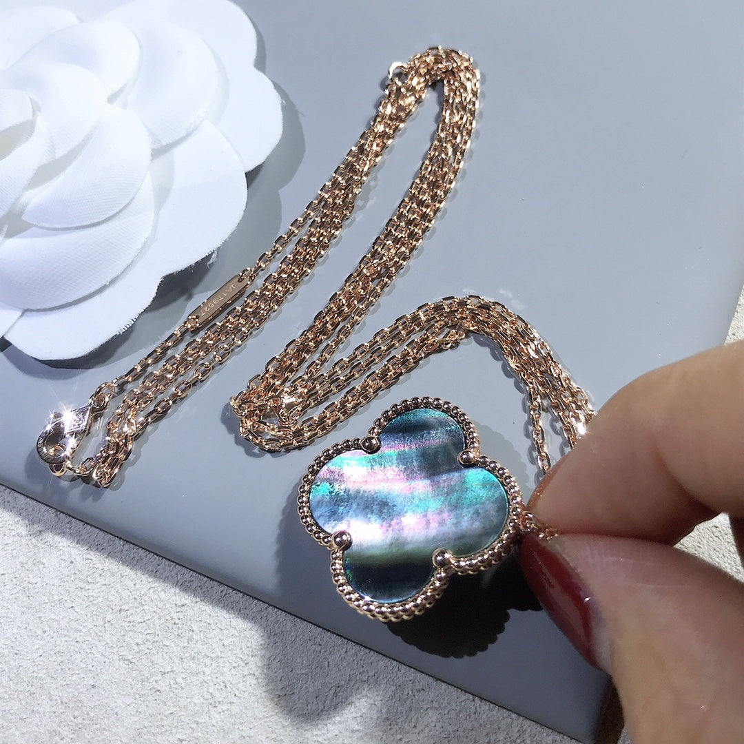 [Everoly JW]CLOVER 25MM GOLD DARK MOP BIG CLOVER NECKLACE