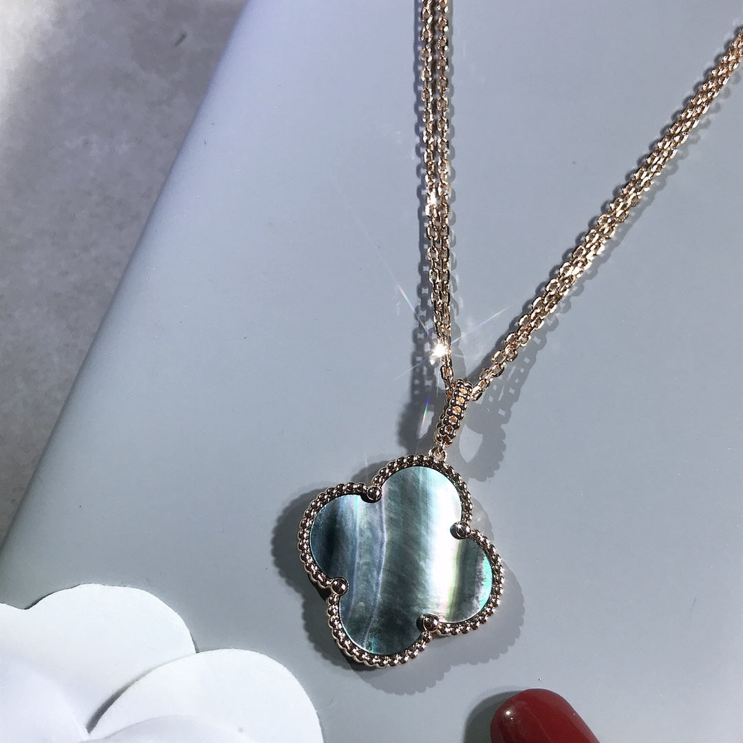 [Everoly JW]CLOVER 25MM GOLD DARK MOP BIG CLOVER NECKLACE