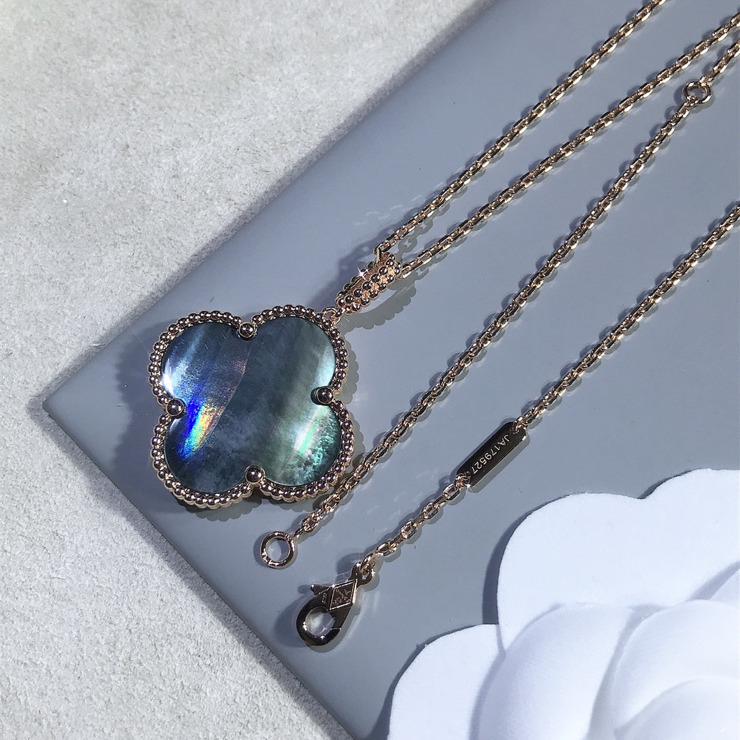 [Everoly JW]CLOVER 25MM GOLD DARK MOP BIG CLOVER NECKLACE