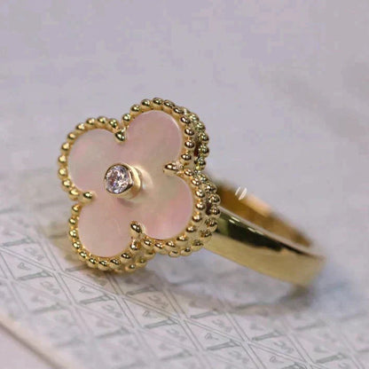 [Everoly JW]CLOVER PINK MOP RING GOLD DIAMOND
