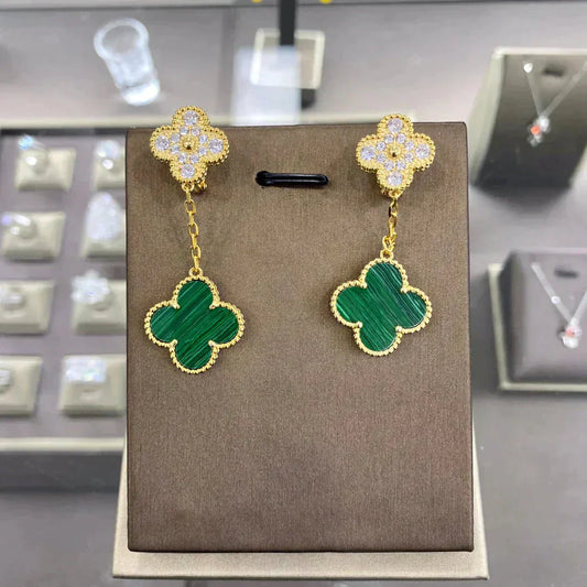 [Everoly JW]CLOVER  2 MOTIFS  DIAMOND  EARRINGS (MULTIPLE CHOICESç´