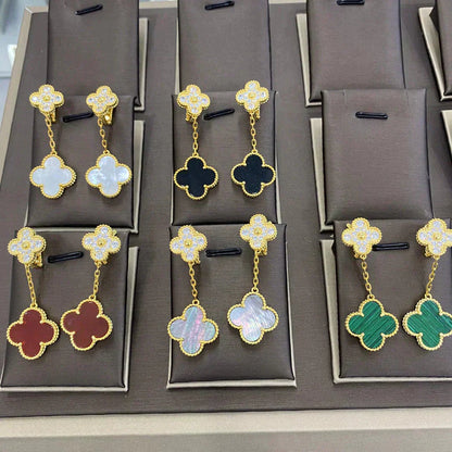 [Everoly JW]CLOVER  2 MOTIFS  DIAMOND  EARRINGS (MULTIPLE CHOICESç´