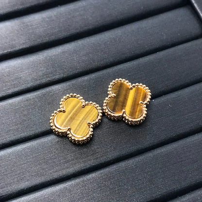 [Everoly JW]CLOVER MEDIUM 1 MOTIFS TIGER EYE EARRINGS