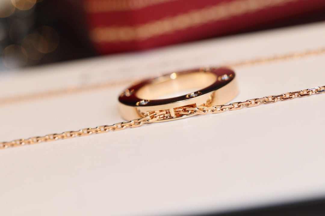 [Everoly JW]LOVE NECKLACE 16MM 6 DIAMONDS PINK GOLD