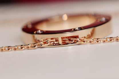 [Everoly JW]LOVE NECKLACE 16MM 6 DIAMONDS PINK GOLD