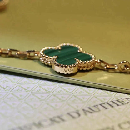 [Everoly JW]CLOVER 5 MOTIFS MALACHITE BRACELET