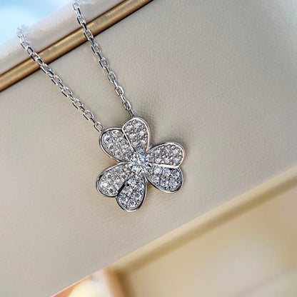 [Everoly JW]CLOVER DIAMOND NECKLACE SILVER