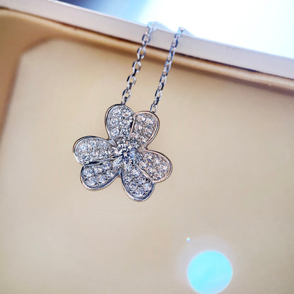 [Everoly JW]CLOVER DIAMOND NECKLACE SILVER