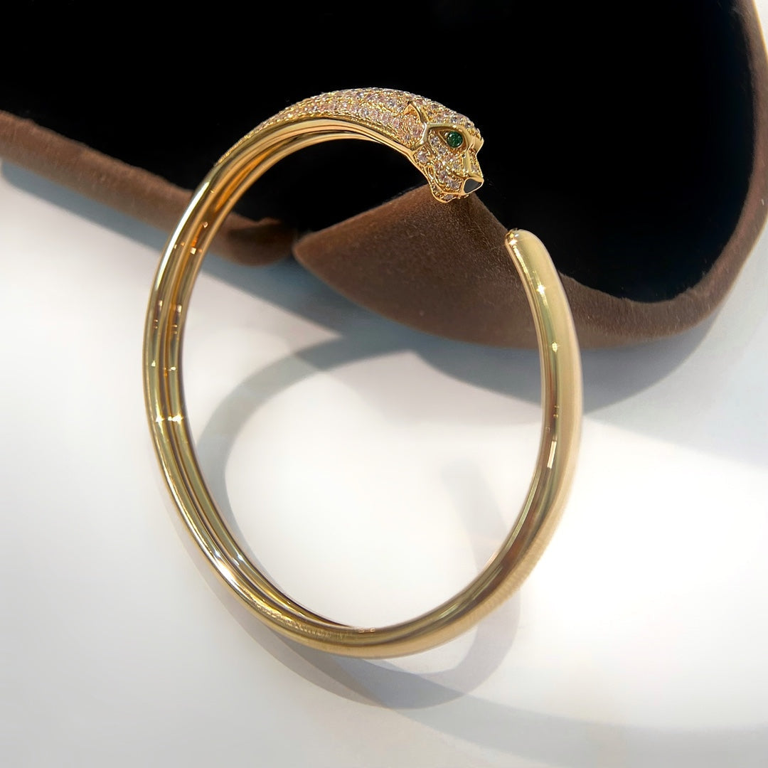 [Everoly JW]PANTHERE GOLD DIAMOND OPEN BRACELET
