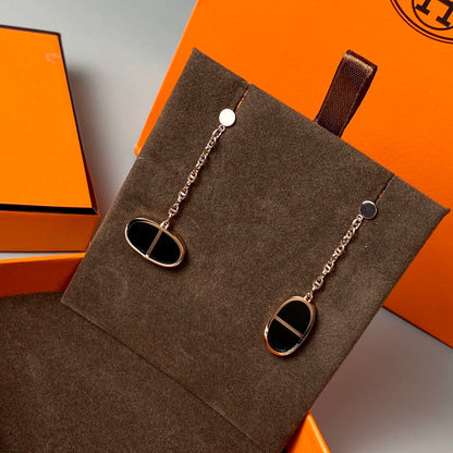 [Everoly JW]CHAINE VERSO BLACK CERAMIC EARRINGS