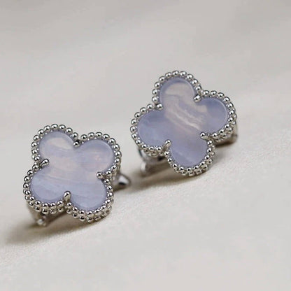 [Everoly JW]CLOVER MEDIUM 1 MOTIFS  WHITE MOP EARRINGS SILVER