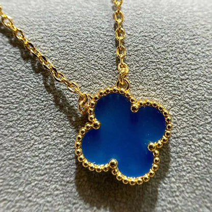 [Everoly JW]CLOVER 15MM BLUE AGATE NECKLACE