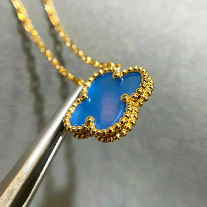 [Everoly JW]CLOVER 15MM BLUE AGATE NECKLACE