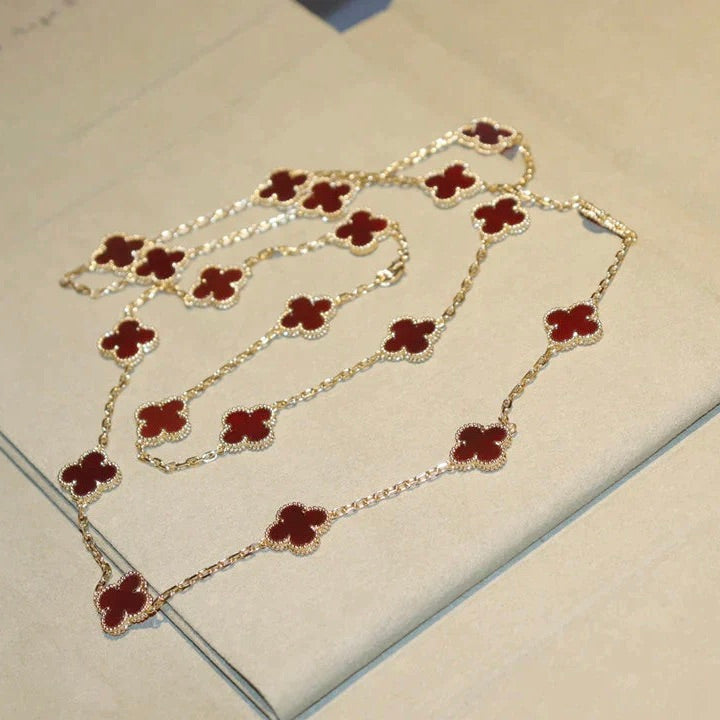 [Everoly JW]CLOVER 20 MOTIFS CARNELIAN NECKLACE