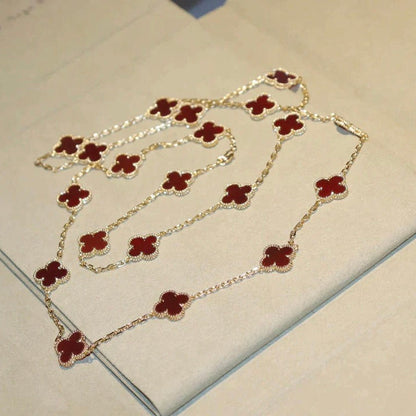 [Everoly JW]CLOVER 20 MOTIFS CARNELIAN NECKLACE