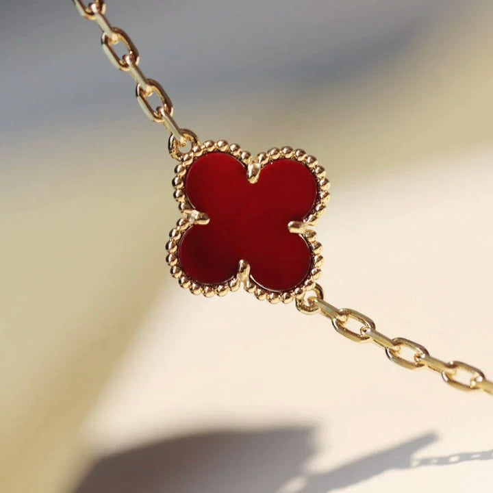 [Everoly JW]CLOVER 20 MOTIFS CARNELIAN NECKLACE