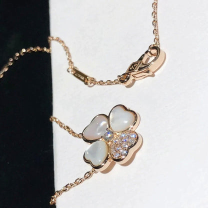 [Everoly JW]CLOVER MOP DIAMOND ROSE GOLD NECKLACE