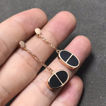 [Everoly JW]CHAINE VERSO BLACK CERAMIC SILVER EARRINGS