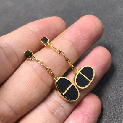 [Everoly JW]CHAINE VERSO BLACK CERAMIC SILVER EARRINGS