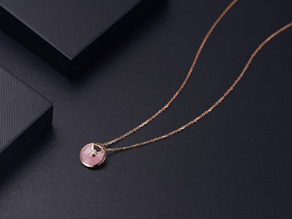 [Everoly JW]AMULETTE ROSE GOLD PINK MOP NECKLACE