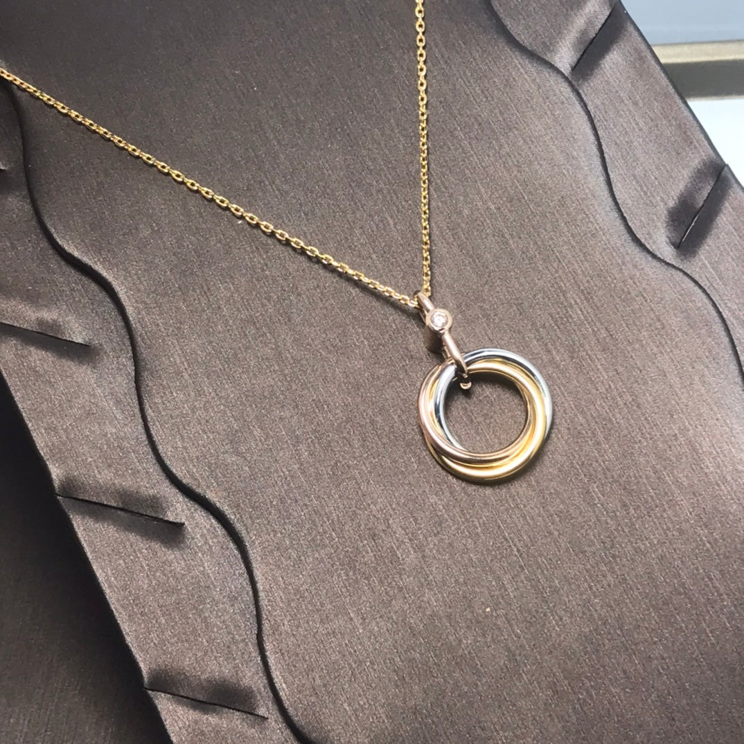 [Everoly JW]TRINITY SILVER GOLD PINK GOLD NECKLACE