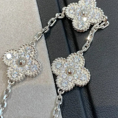 [Everoly JW]CLOVER 5 MOTIFS  DIAMOND BRACELET SILVER