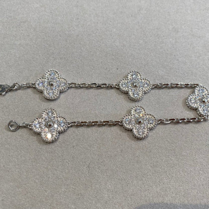 [Everoly JW]CLOVER 5 MOTIFS  DIAMOND BRACELET SILVER