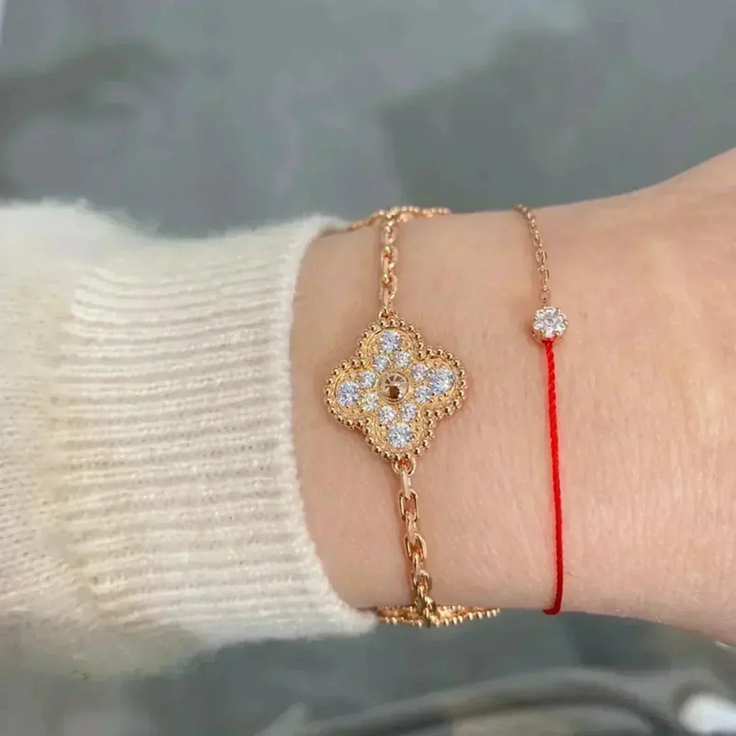 [Everoly JW]CLOVER 5 MOTIFS  FULL DIAMOND BRACELET