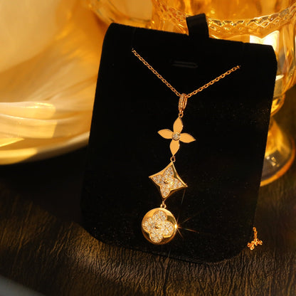 [Everoly JW]STAR AND SUN DIAMOND PINK GOLD NECKLACE