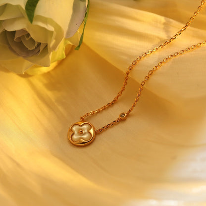 [Everoly JW]SUN PEDANT PINK GOLD 1 DIAMOND NECKLACE