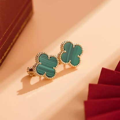 [Everoly JW]CLOVER MEDIUM 1 MOTIFS MALACHITE  EARRINGS