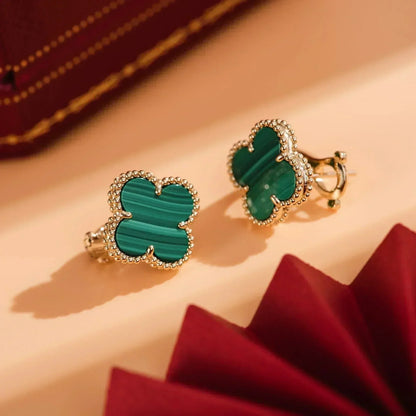 [Everoly JW]CLOVER MEDIUM 1 MOTIFS MALACHITE  EARRINGS