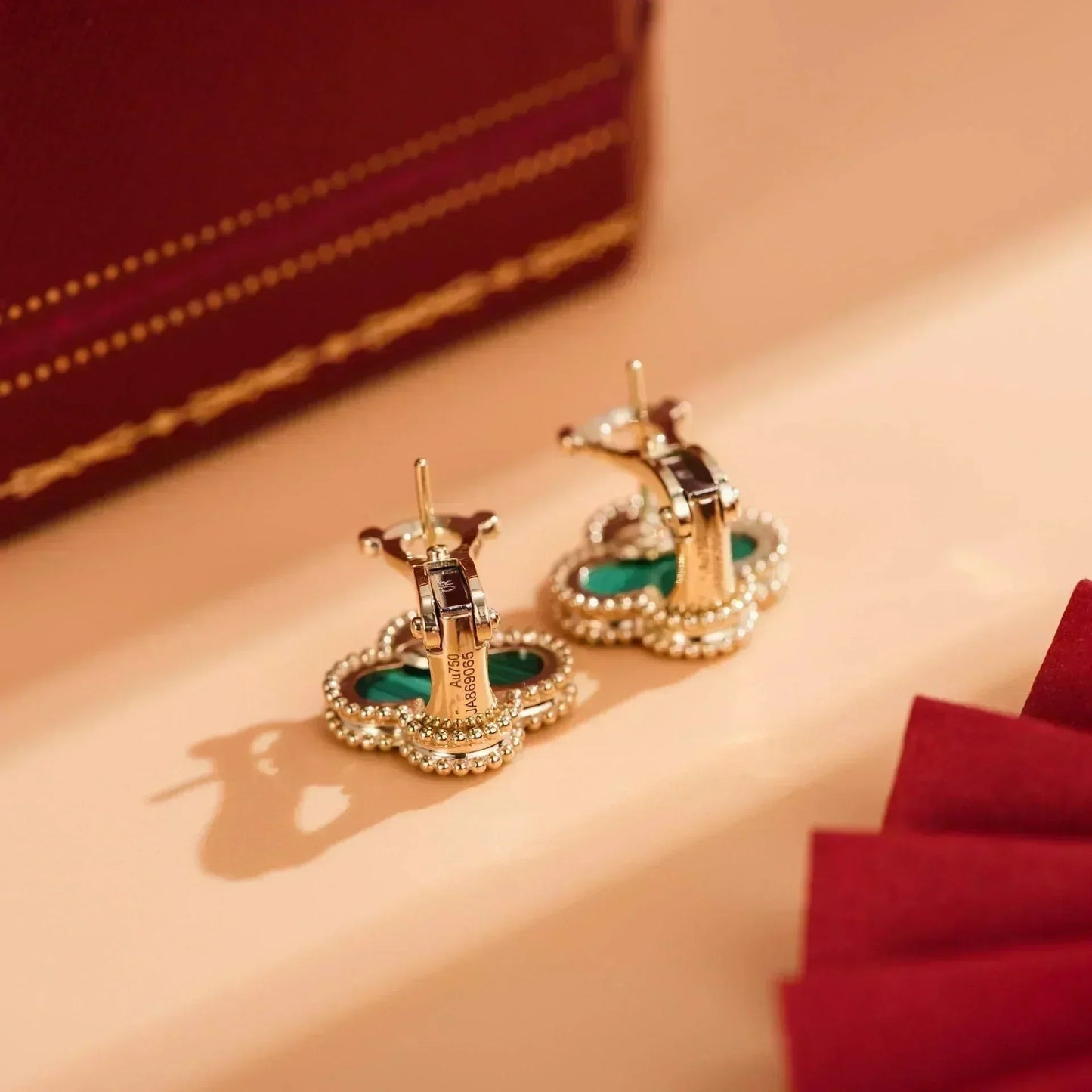 [Everoly JW]CLOVER MEDIUM 1 MOTIFS MALACHITE  EARRINGS