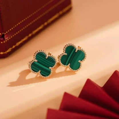 [Everoly JW]CLOVER MEDIUM 1 MOTIFS MALACHITE  EARRINGS