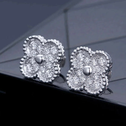 [Everoly JW]CLOVER 1 MOTIFS DIAMOND STUD EARRINGS SILVER