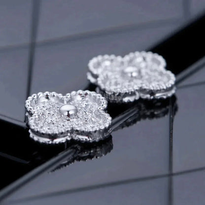 [Everoly JW]CLOVER 1 MOTIFS DIAMOND STUD EARRINGS SILVER