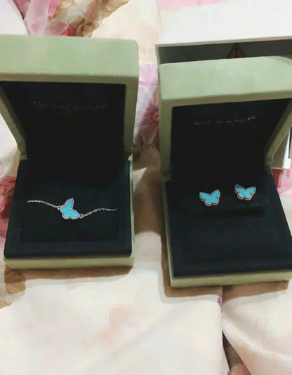 [Everoly JW]BUTTERFLY TURQUOISE EARRINGS SILVER