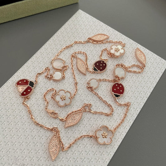 [Everoly JW]LUCKY SPRING 15 MOTIFS ROSE GOLD NECKLACE
