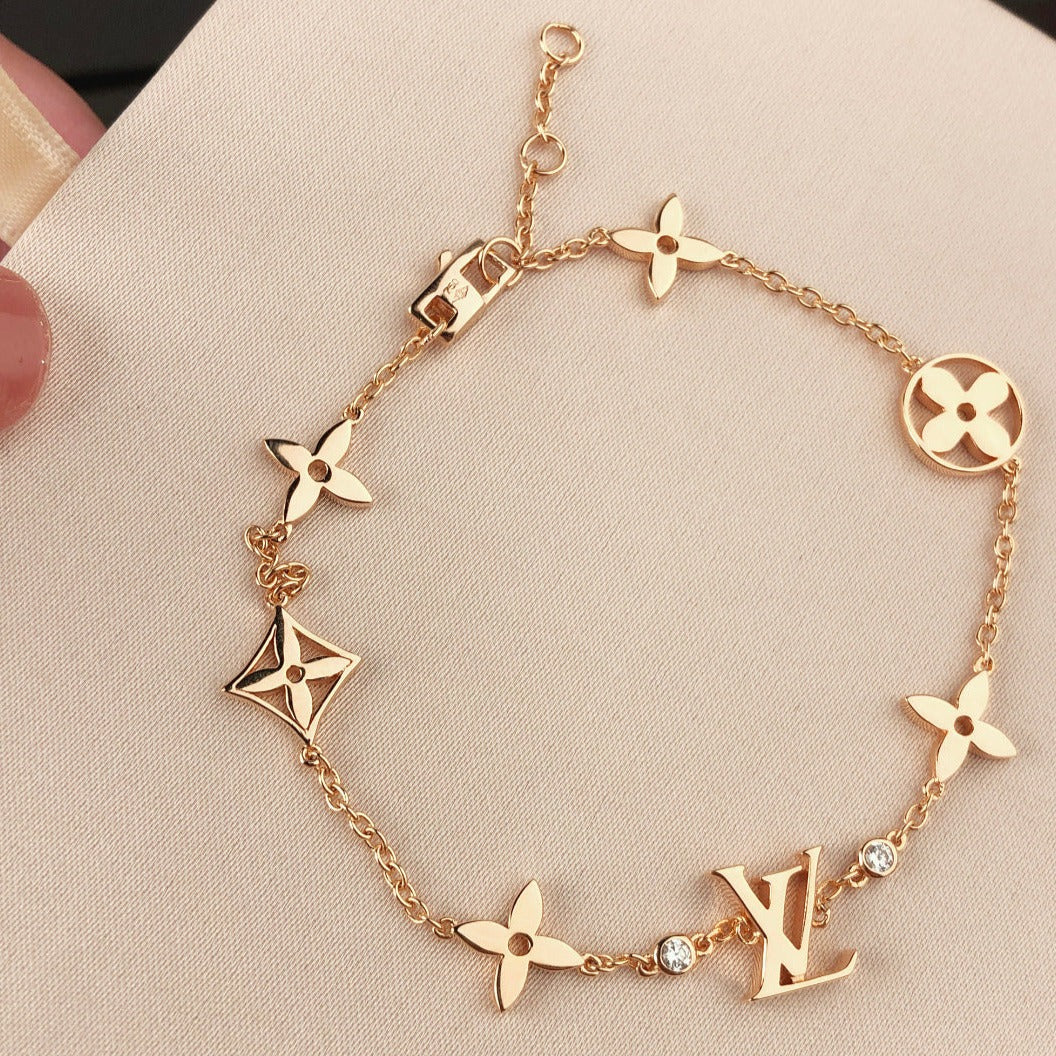 [Everoly JW]STAR AND SUN 7 MOTIFS GOLD BRACELET