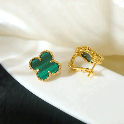[Everoly JW]CLOVER MEDIUM 1 MOTIFS MALACHITE  EARRINGS