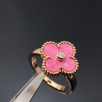 [Everoly JW]CLOVER RHODONITE ROSE GOLD RING