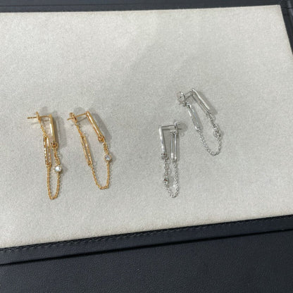 [Everoly JW]CHAINE CHAOS DIAMOND DROP EARRINGS