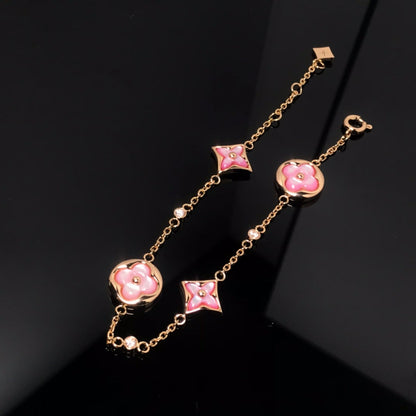 [Everoly JW]STAR AND SUN 4 MOTIF PINK MOP PINK GOLD BRACELET